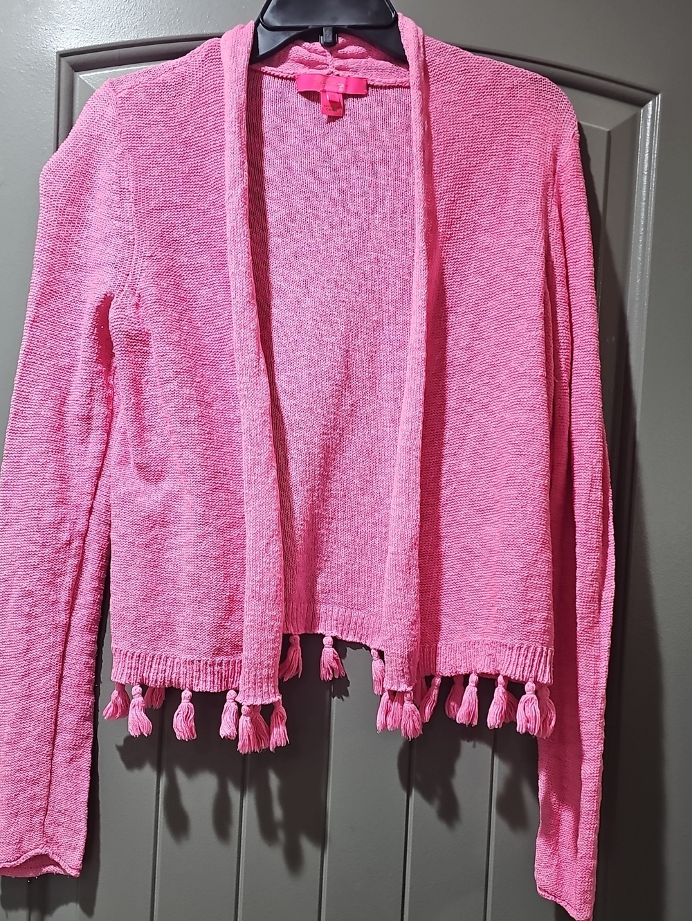 Lilly Pulitzer Pink Tassel Open-Front Cardigan (E)